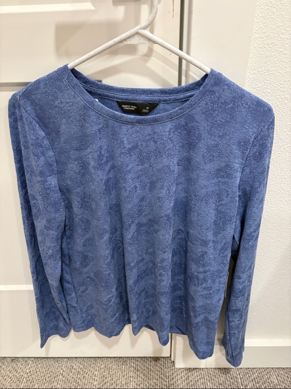 Simply Vera Vera Wang Washed Blue Long-Sleeve Crewneck Top